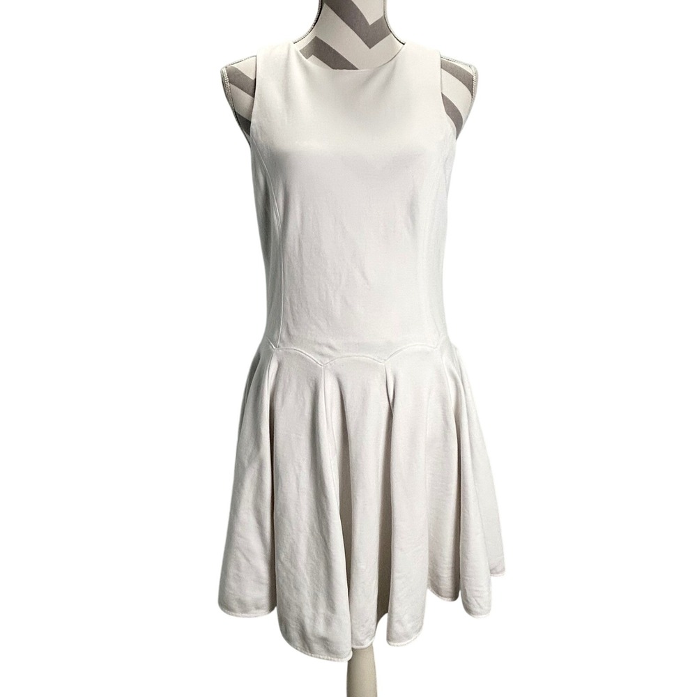 Tibi‎ White Ponte Sleeveless Dress Fit and Flare Pleated Party Medium